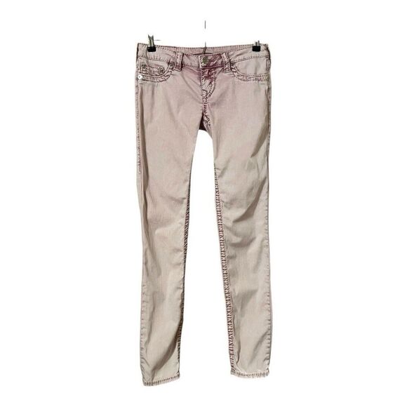 True Religion Womens Size 29 Pink Acid Wash 5-Pocket Skinny Jeans - Picture 1 of 5